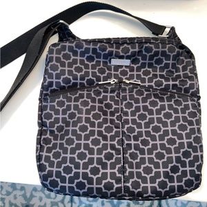 Baggallini Cross-body Bag Black & Gray Print Multi-Pocket Travel Bag